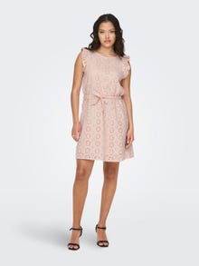 ONLY Regular Fit O-hals Volumermer Kort kjole -Peach Whip - 15312384