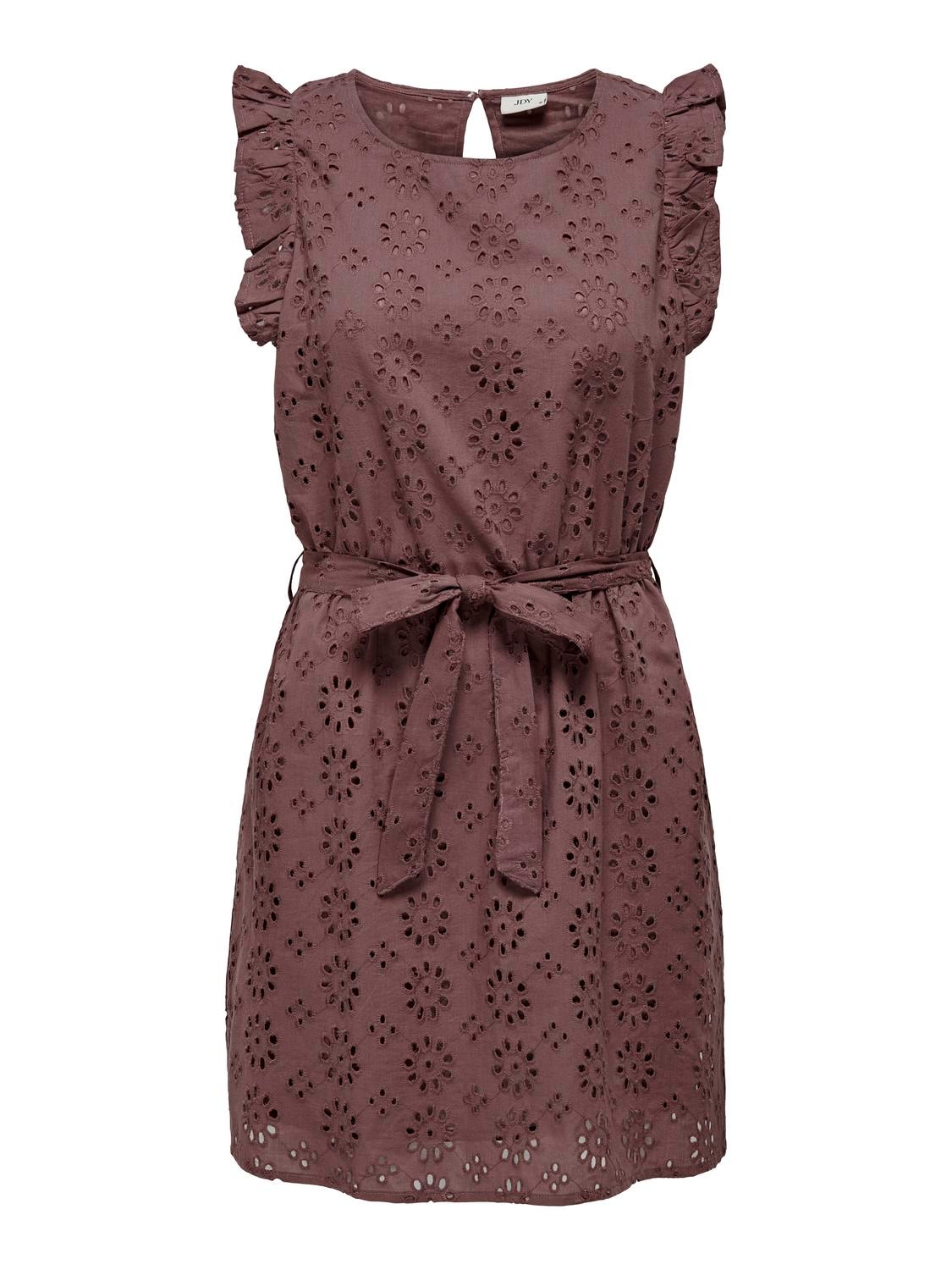 ONLY Normal geschnitten Rundhals Voluminöser Armschnitt Kurzes Kleid -Rose Brown - 15312384