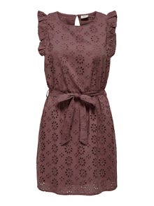 ONLY Robe courte Regular Fit Col rond Manches volumineuses -Rose Brown - 15312384