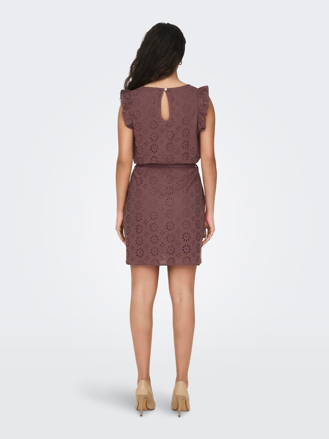 ONLY Regular Fit O-hals Volumermer Kort kjole -Rose Brown - 15312384