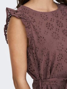 ONLY Regular Fit Round Neck Volume sleeves Short dress -Rose Brown - 15312384