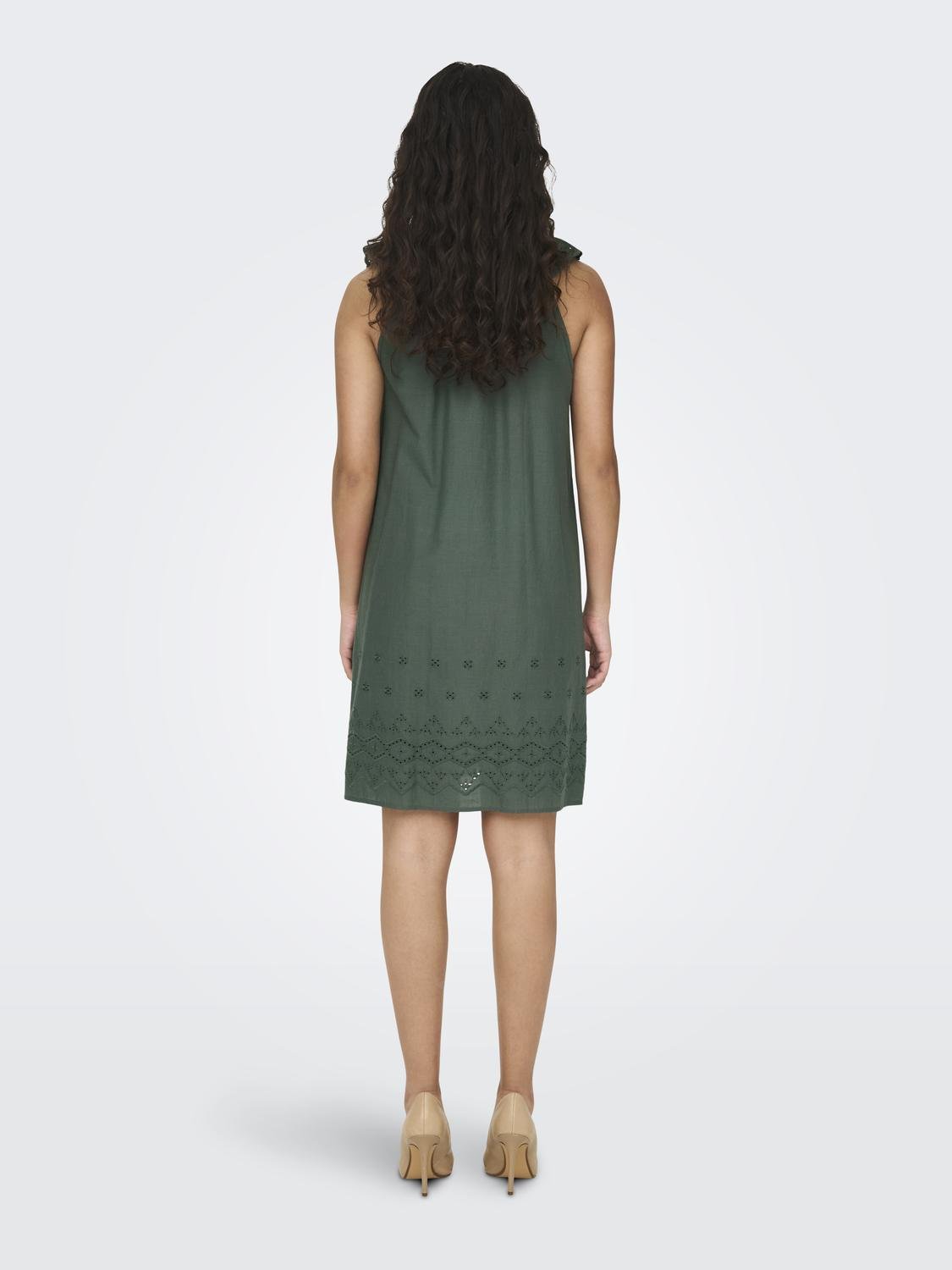 ONLY Normal passform V-ringning Kort klänning -Balsam Green - 15312388