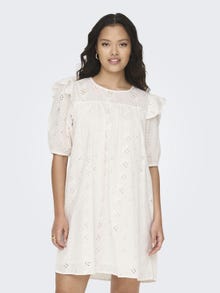 ONLY Mini kjole med flæser -Cloud Dancer - 15312391