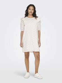 ONLY Mini dress with volume and frill sleeves -Cloud Dancer - 15312391