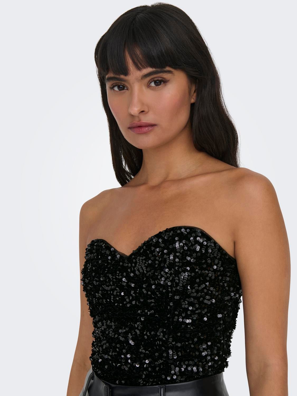 Strapless cheap sequin top