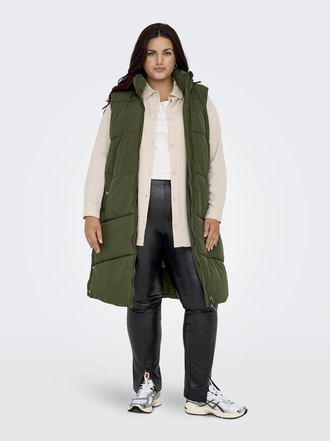 ONLY Curvy long puffer gilet -Forest Night - 15312584