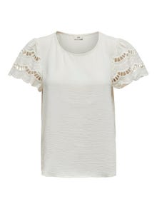 ONLY Tops Regular Fit Col rond Manches volumineuses -Cloud Dancer - 15312609