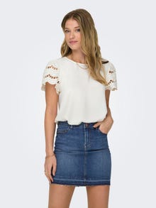 ONLY Top with lace details -Cloud Dancer - 15312609