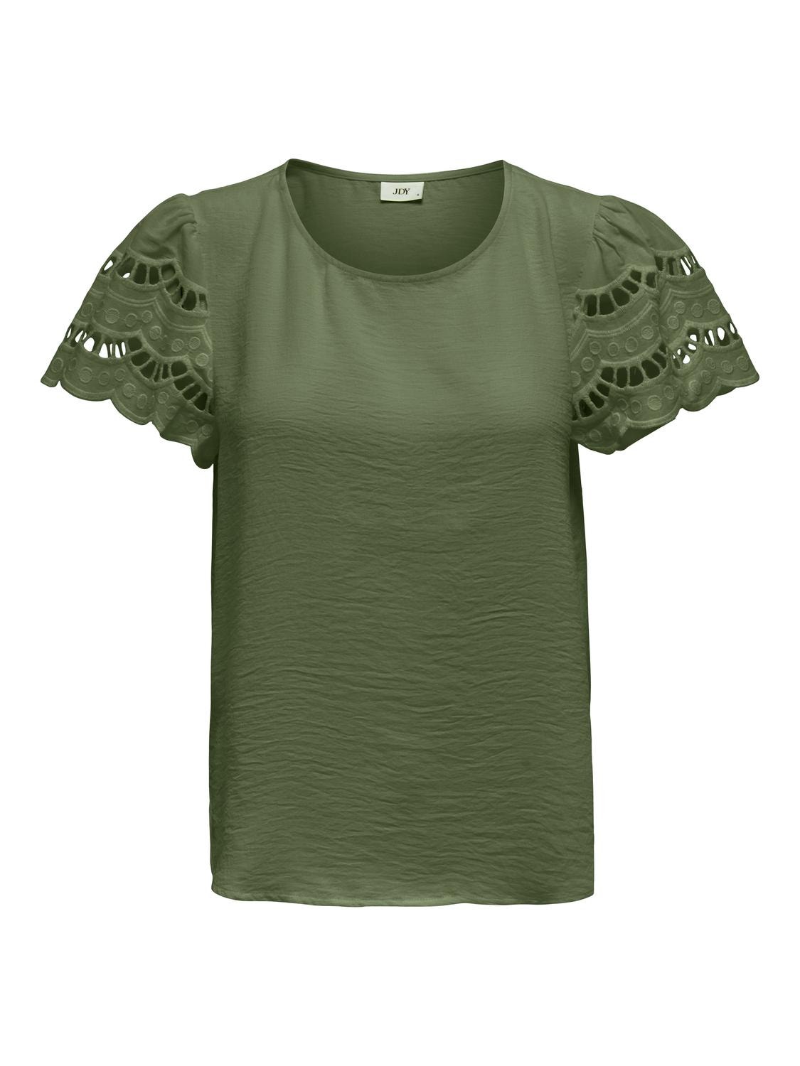 ONLY Tops Regular Fit Col rond Manches volumineuses -Deep Lichen Green - 15312609