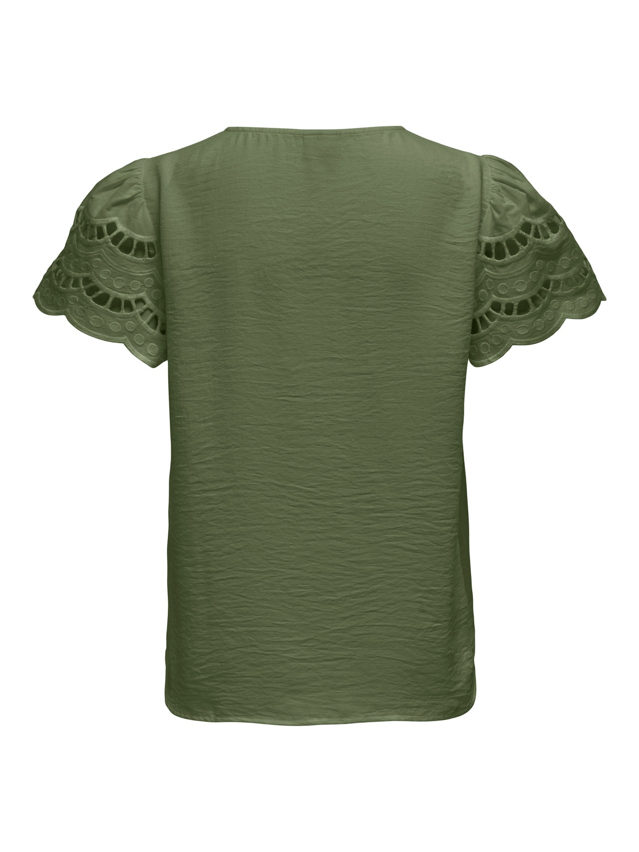 ONLY Regular Fit Round Neck Volume sleeves Top -Deep Lichen Green - 15312609