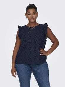 ONLY Curvy o-neck with frill -Sky Captain - 15312622