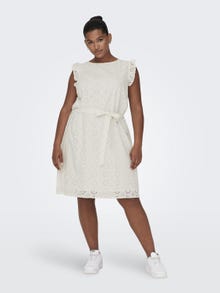 ONLY Curvy mini kjole med flæse -Cloud Dancer - 15312623