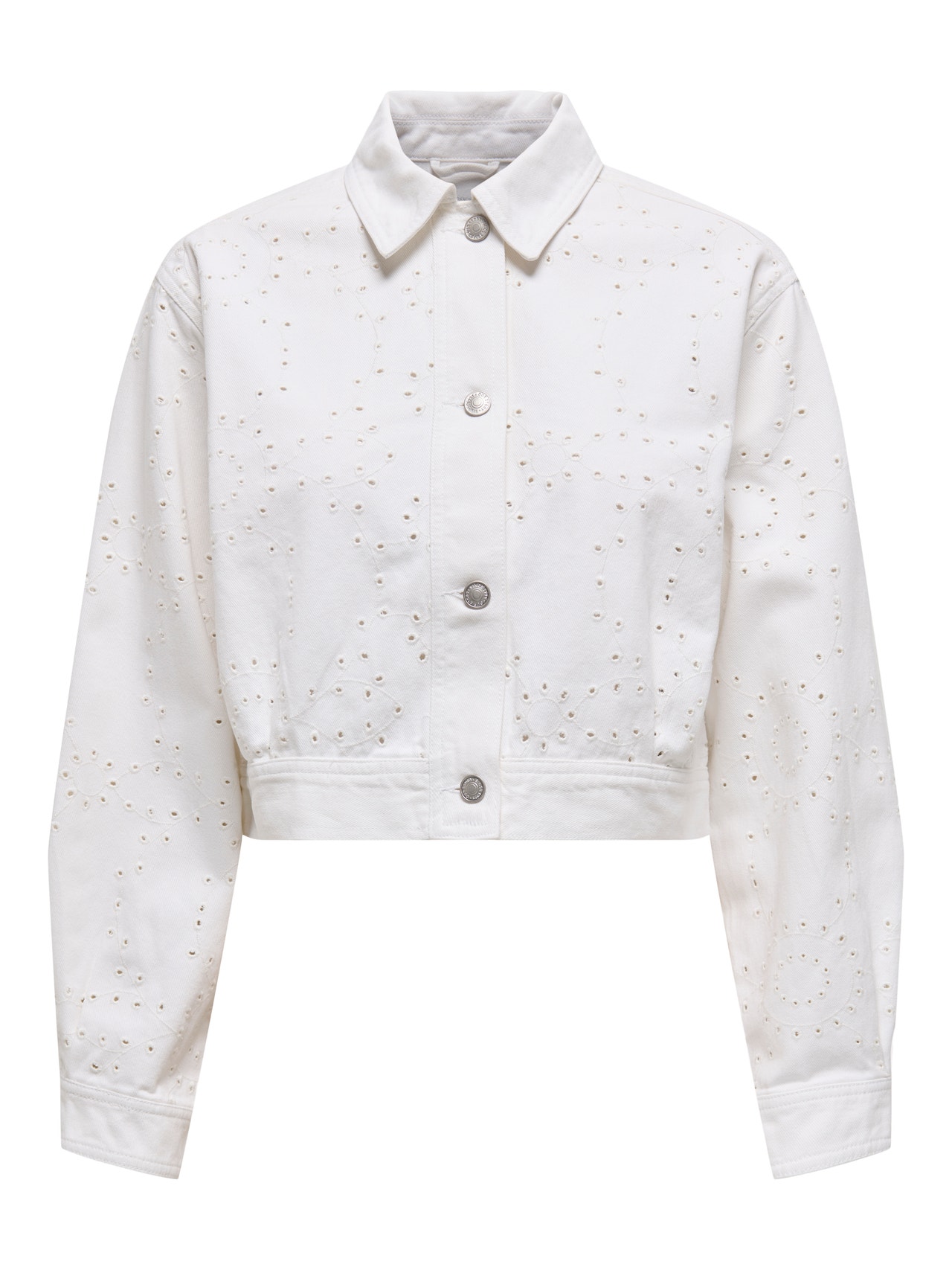ONLY Cropped embroidered jacket -Bright White - 15312709