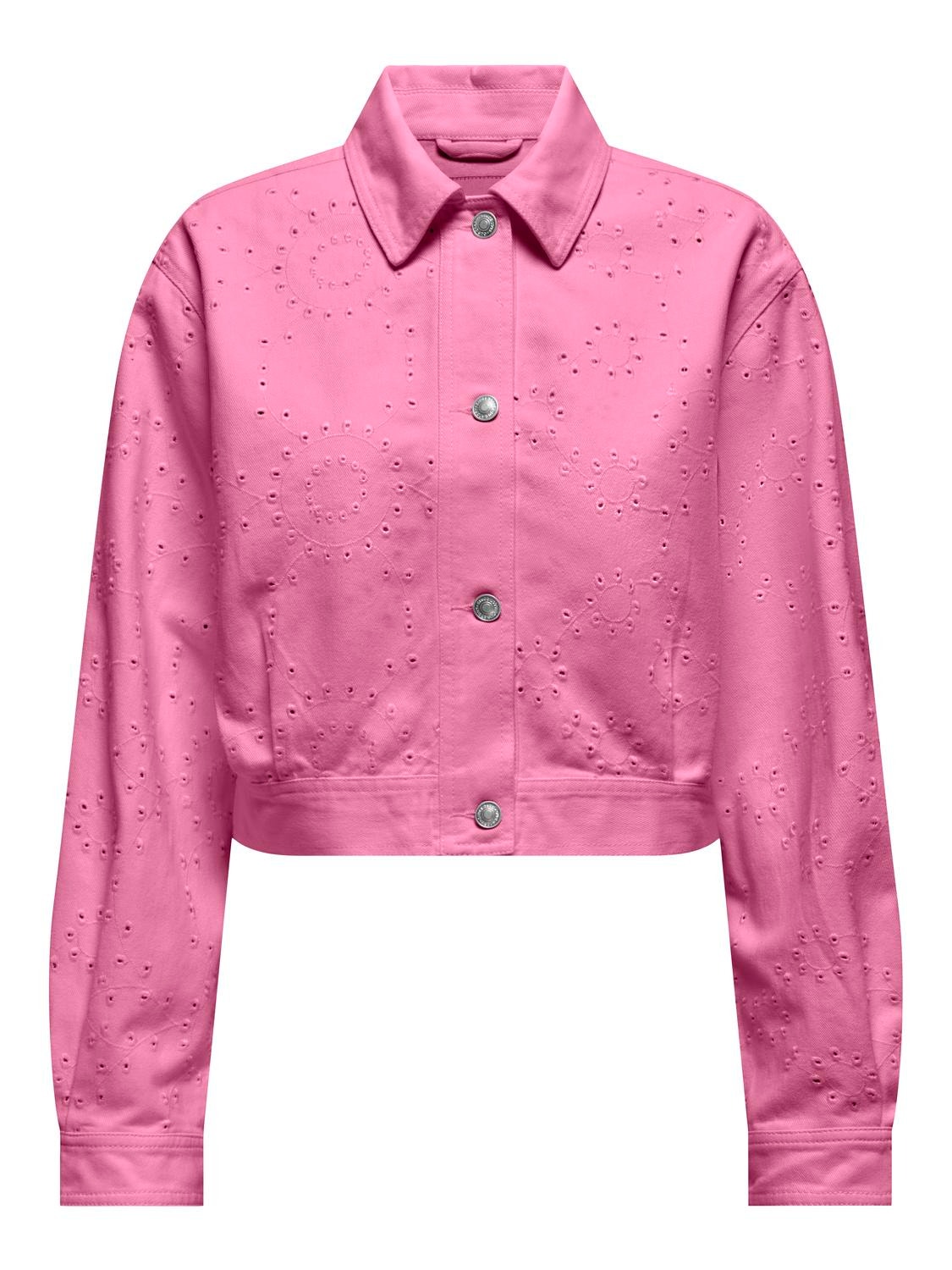 ONLY Cropped embroidered jacket -Begonia Pink - 15312709