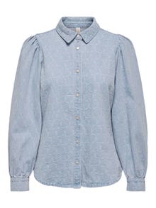 ONLY Denim skjorte med ballon ærmer -Light Blue Denim - 15312762