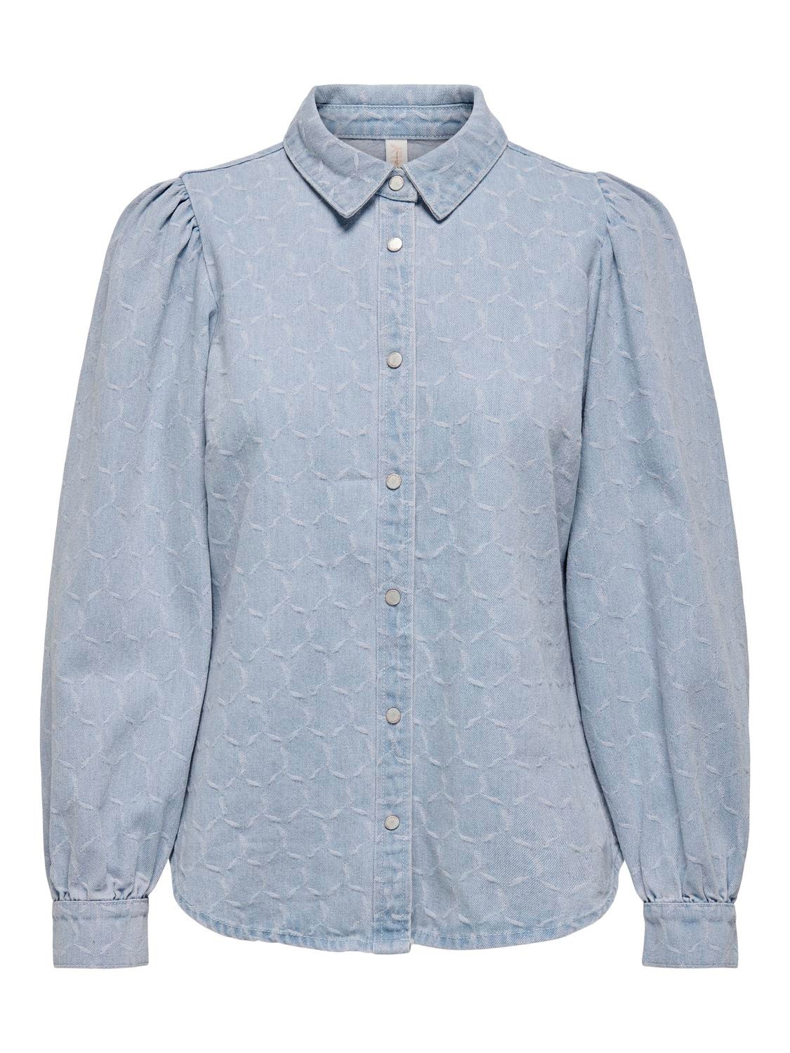 ONLY Regular Fit Skjortekrage Volumermer Skjorte -Light Blue Denim - 15312762