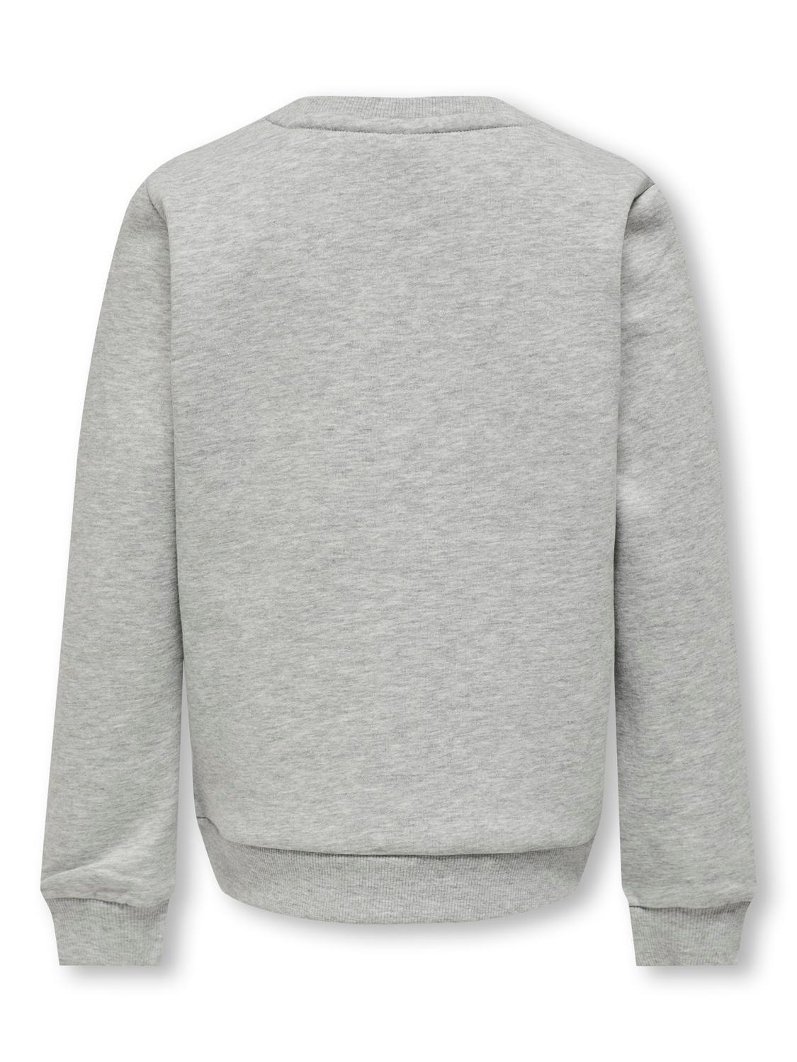 ONLY O-neck sweatshirt with print -Light Grey Melange - 15312820