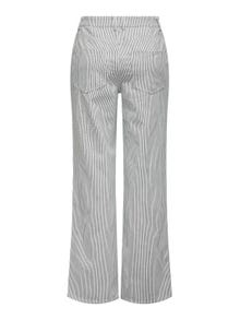 ONLY Stribet bukser med høj talje -White - 15312896