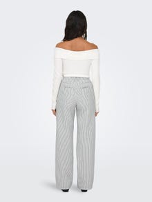 ONLY Striped pants with high waist -White - 15312896