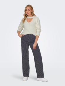 ONLY Striped pants with high waist -Night Sky - 15312896