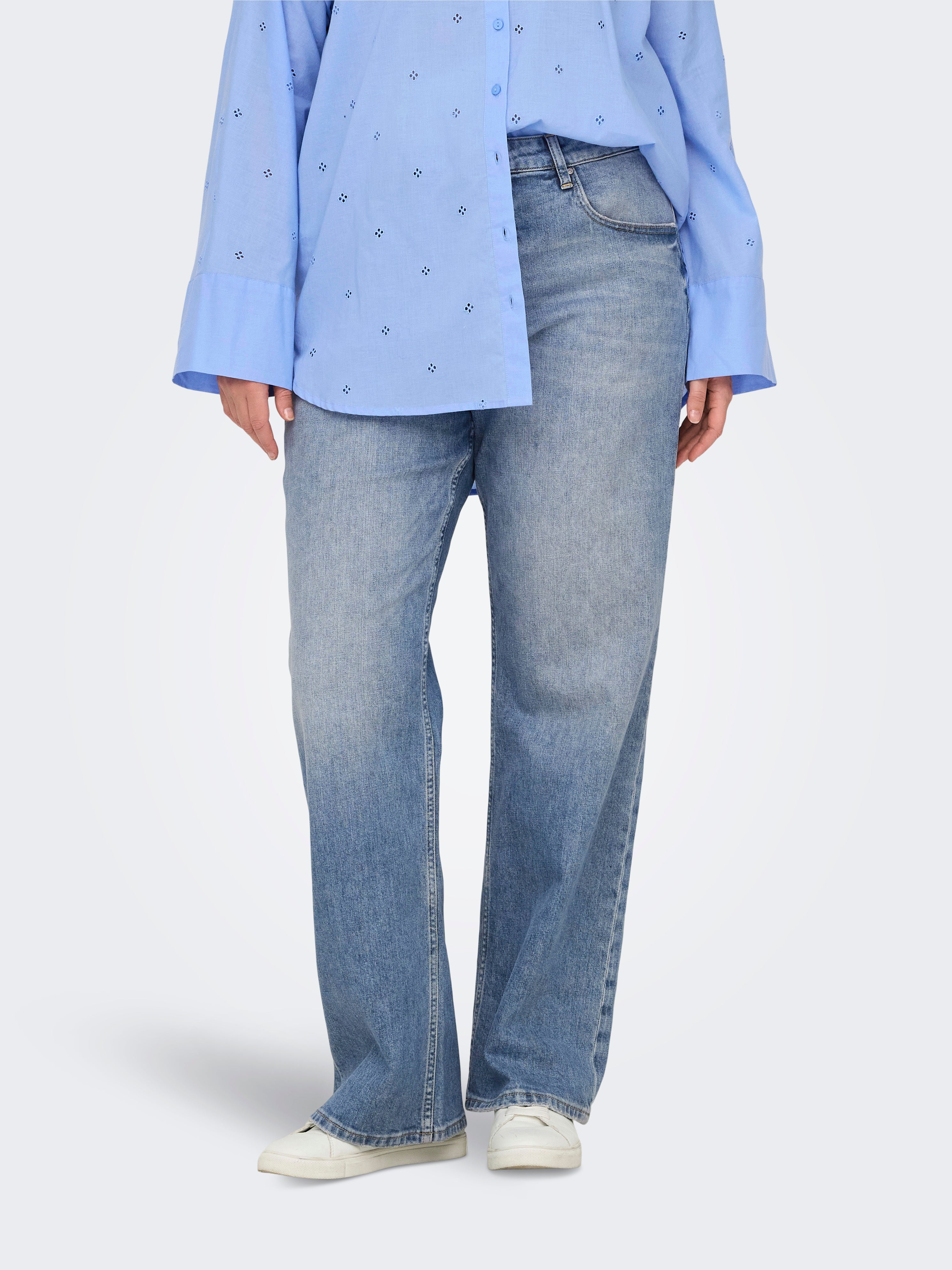 Carhope Hohe Taille Weiter Beinschnitt Jeans