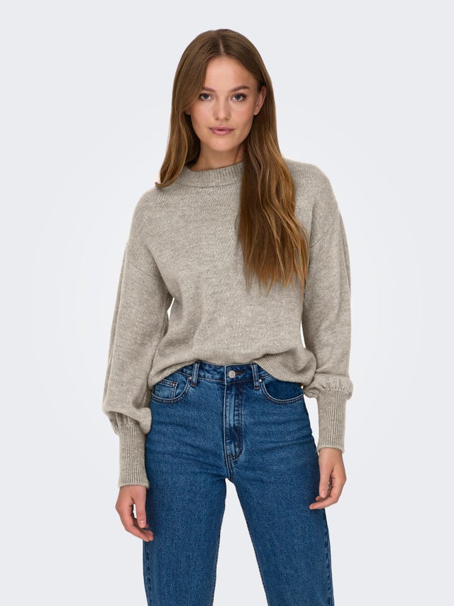 ONLY Regular Fit Round Neck High cuffs Dropped shoulders Pullover - 15312944