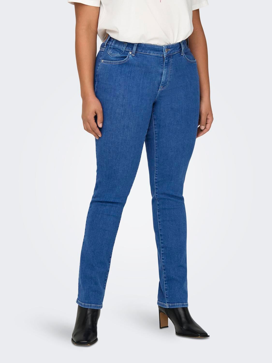 Caralicia Mittlere Taille Gerade Geschnitten Jeans