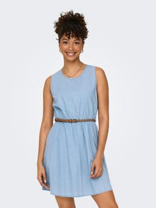 ONLY Regular Fit O-hals Brede stropper Kort kjole -Light Blue Denim - 15313035