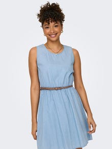ONLY Regular Fit O-hals Brede stropper Kort kjole -Light Blue Denim - 15313035