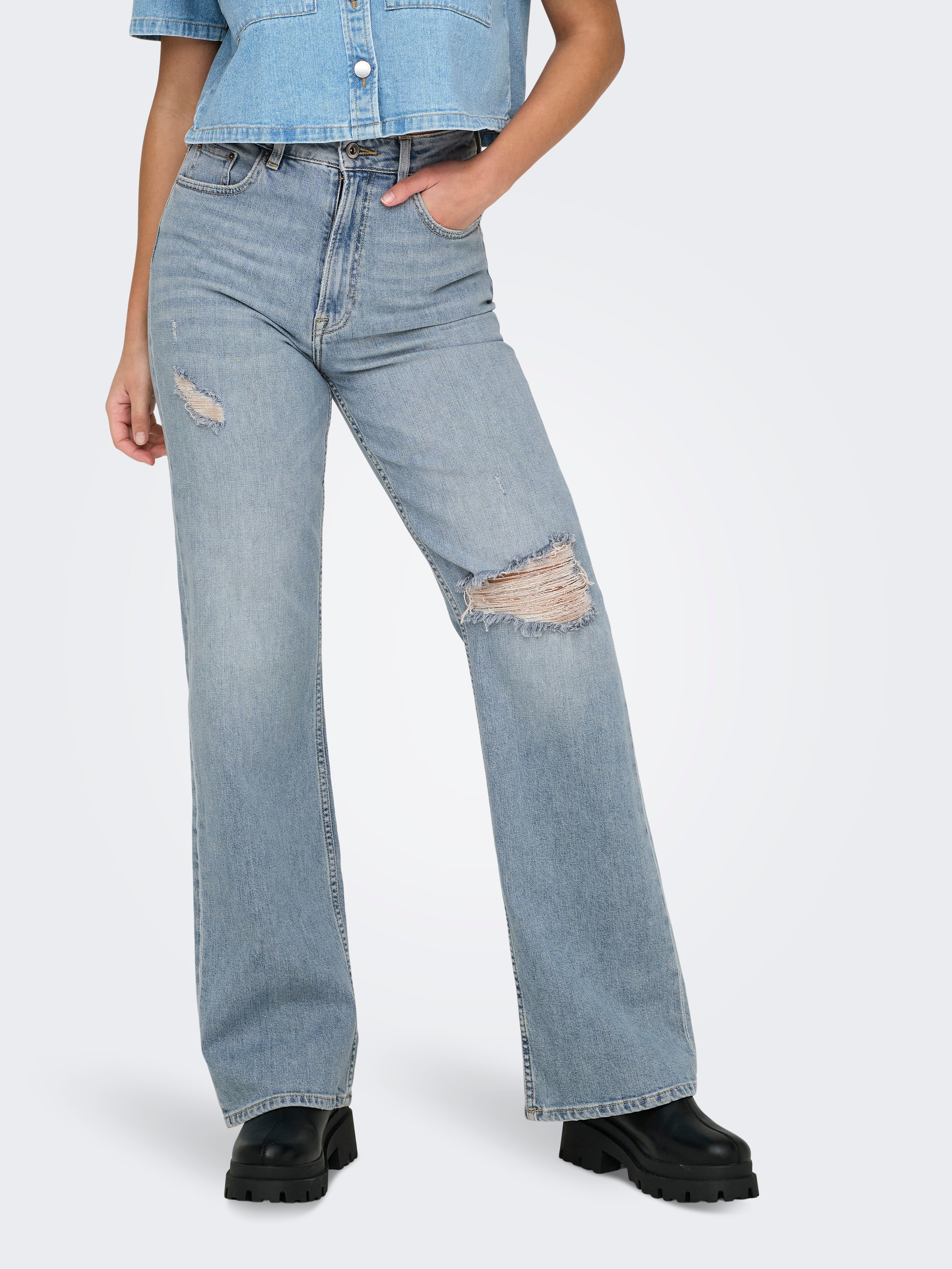 Onlcamille Hohe Taille Weiter Beinschnitt Jeans