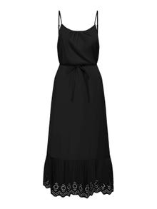 ONLY Lang kjole med broderidetaljer -Black - 15313166