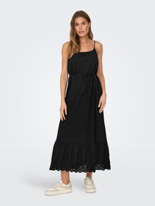 ONLY Lang kjole med broderidetaljer -Black - 15313166