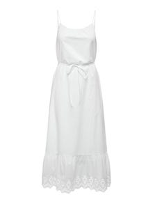 ONLY Lang kjole med broderidetaljer -Bright White - 15313166