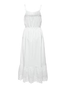 ONLY Lang kjole med broderidetaljer -Bright White - 15313166