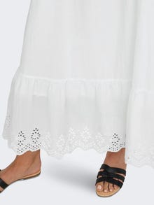 ONLY Lang kjole med broderidetaljer -Bright White - 15313166