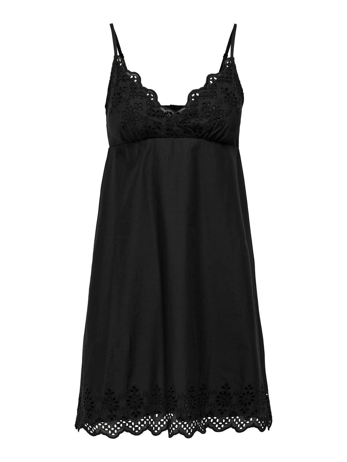 ONLY Normal geschnitten V-Ausschnitt Kurzes Kleid -Black - 15313169