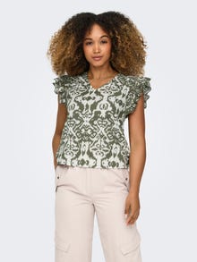 ONLY V-neck top with short sleeves -Kalamata - 15313171
