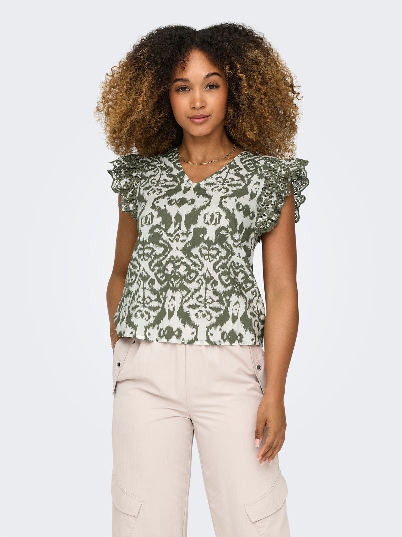 ONLY V-neck top with short sleeves -Kalamata - 15313171