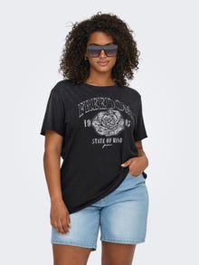ONLY Curvy Printed O-neck t-shirt -Black - 15313175