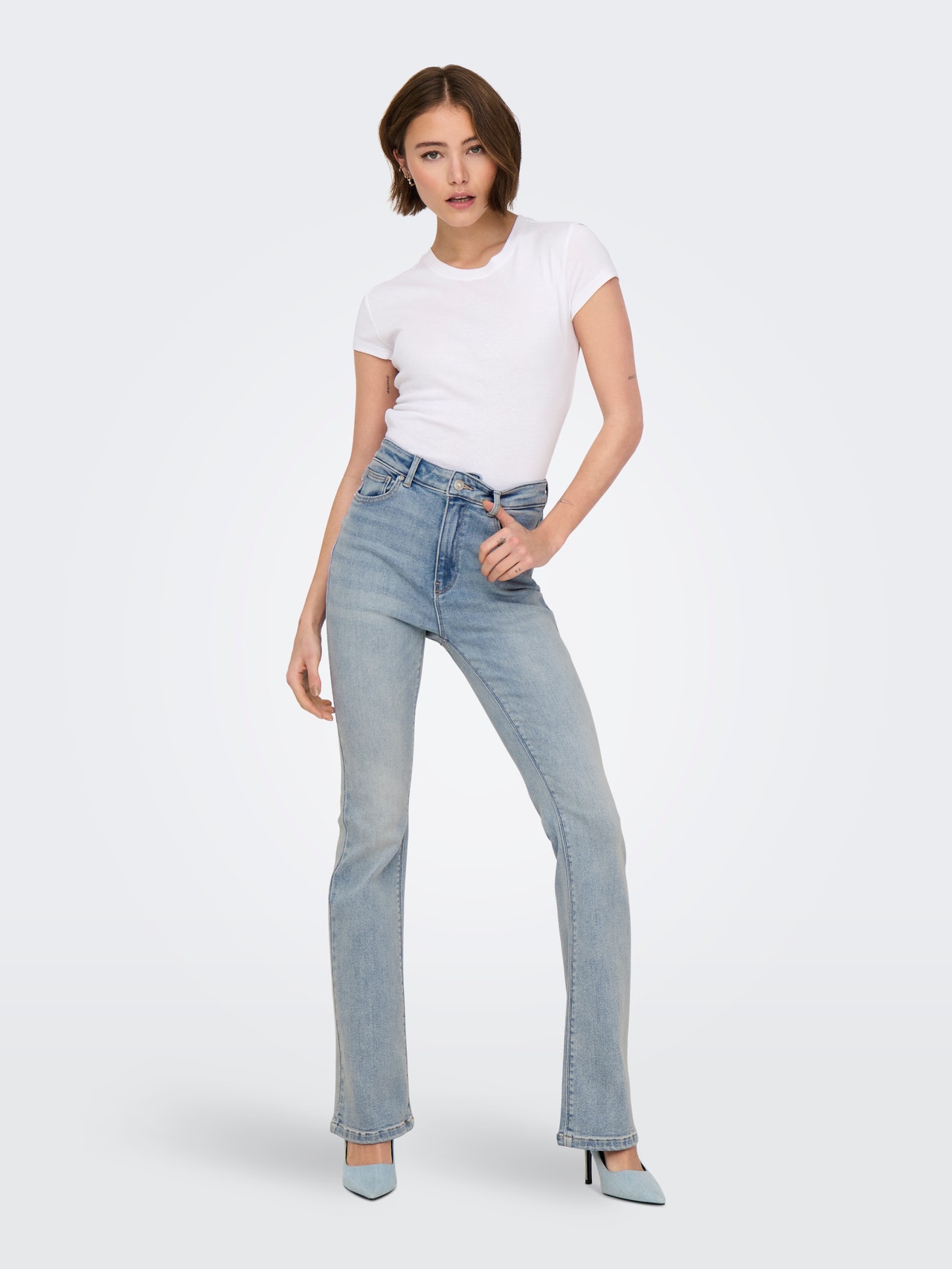 ONLY ONLMILA High waist Flared fit Jeans -Light Blue Denim - 15313328
