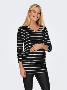 ONLY mama v-neck top with long sleeves -Black - 15313452
