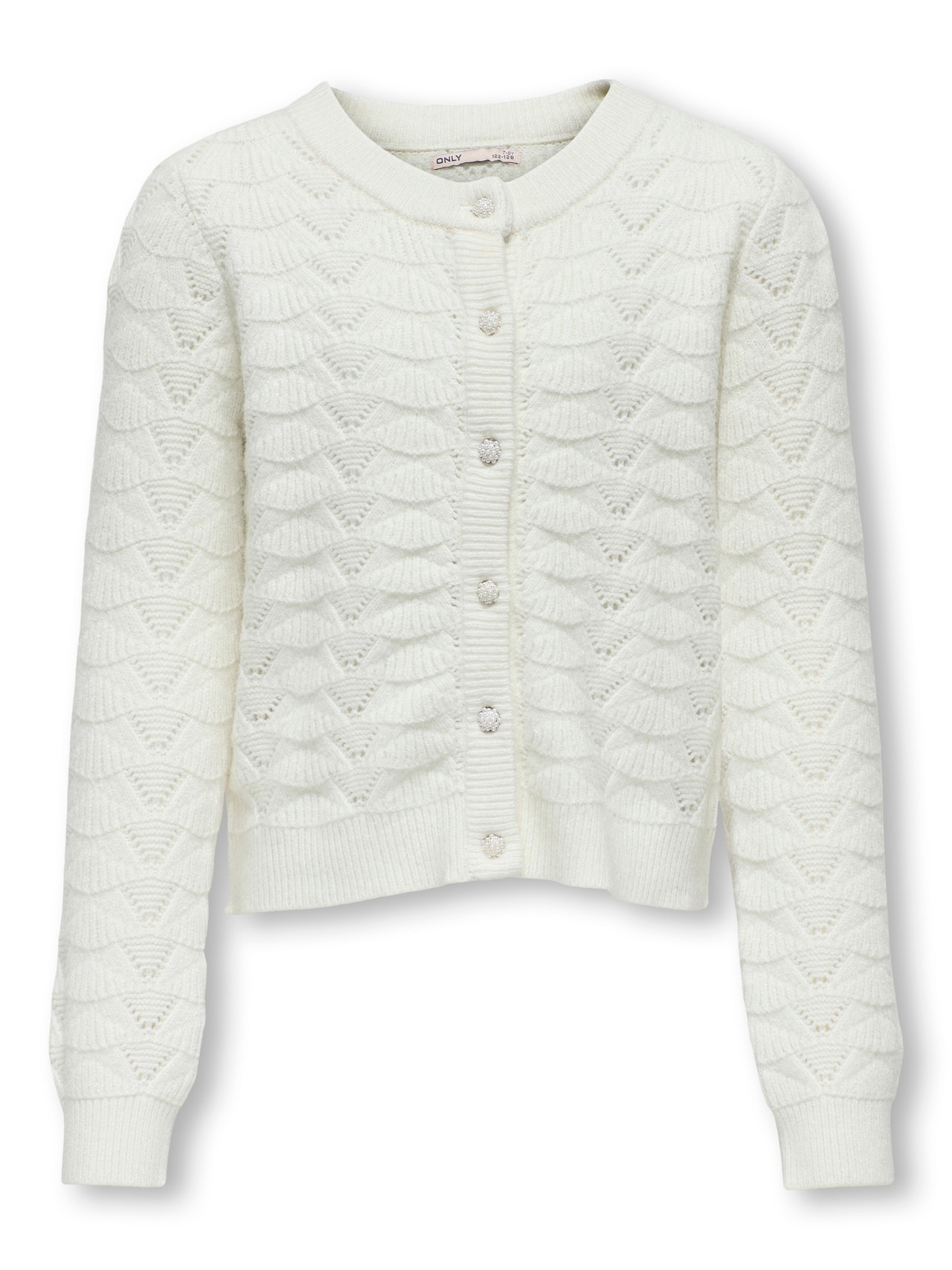 ONLY Regular Fit Round Neck Ribbed cuffs Knit Cardigan -Cloud Dancer - 15313540