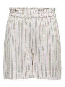 ONLY Striped linen shorts -Bright White - 15313716