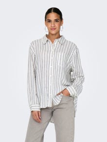 ONLY Striped linen shirt -Bright White - 15313718