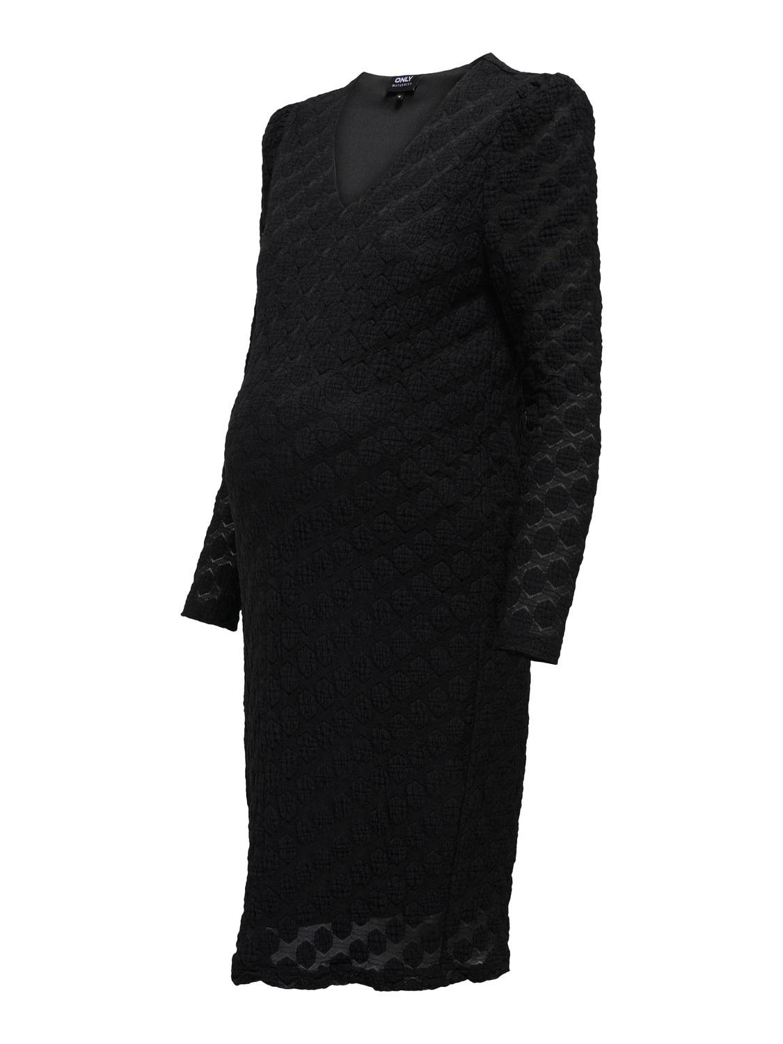 ONLY Mama Midi v-neck dress -Black - 15313961