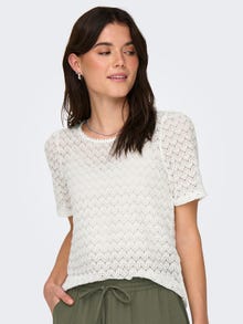ONLY O-neck top with lace -Cloud Dancer - 15313965