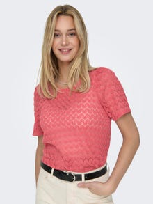 ONLY O-neck top with lace -Cayenne - 15313965