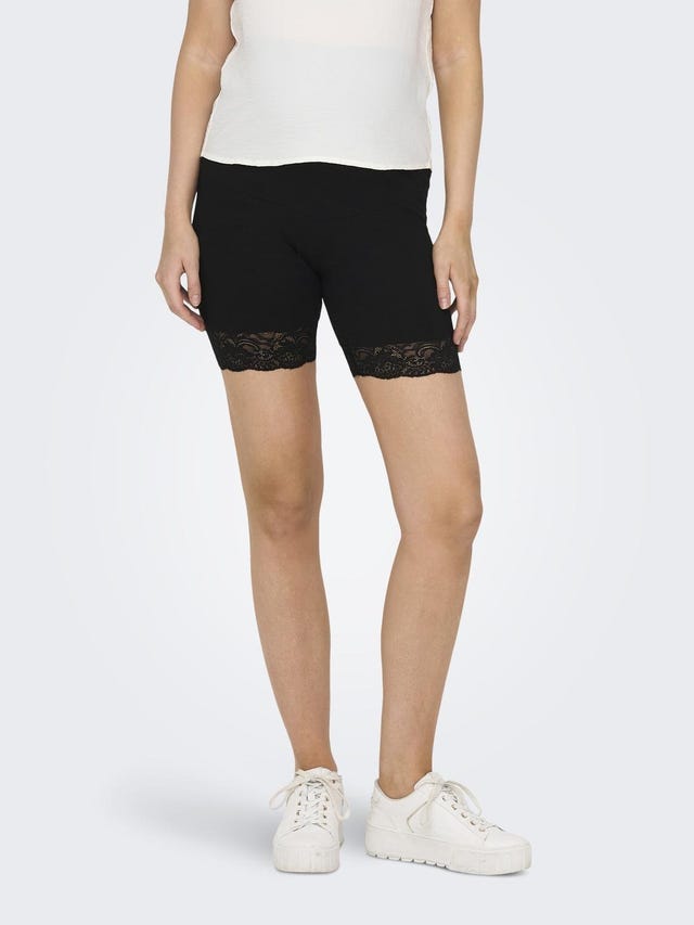 ONLY Mama Tight Fit Shorts With Lace - 15314051