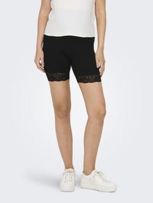 ONLY Mama Tight Fit Shorts With Lace -Black - 15314051