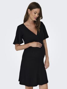 ONLY Normal geschnitten V-Ausschnitt Kurzes Kleid -Black - 15314086